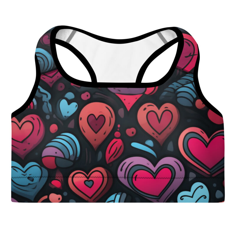 Valentine's Doodles Supportive Embrace Padded Sports Bra