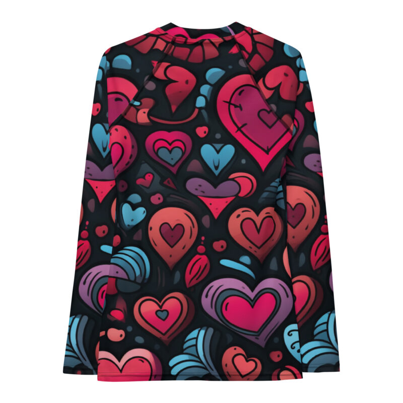 Valentine's Doodles Rash Guard with Wave Rider Design alternate view