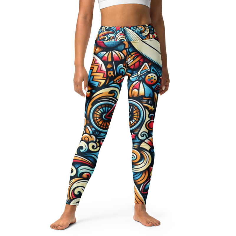 Vibrant Beach Activities Yoga Leggings