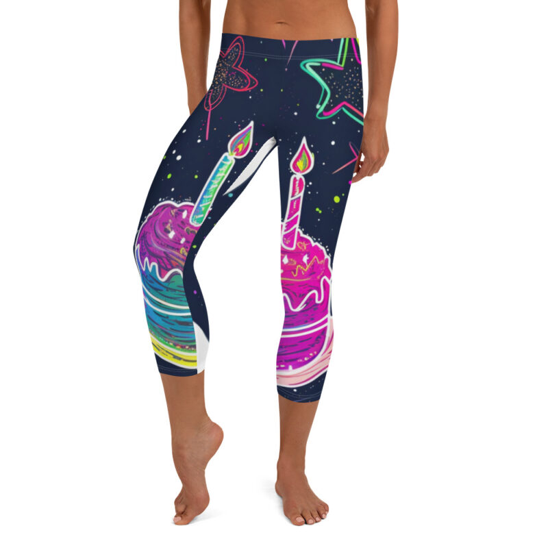 Birthday Whirl Capri Leggings with Vibrant Doodles alternate view