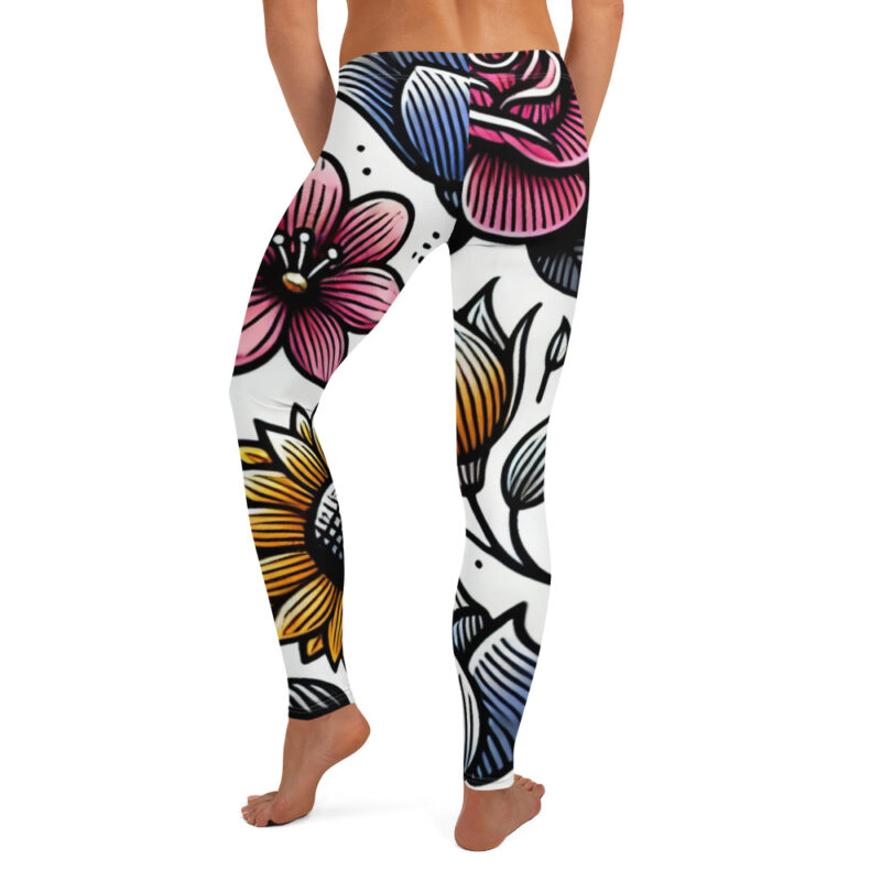 Vibrant Blossom Leggings with Flower Doodles alternate view