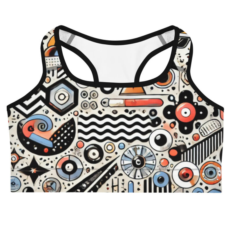 Vibrant Cloud and Shape Doodles Sports Bra