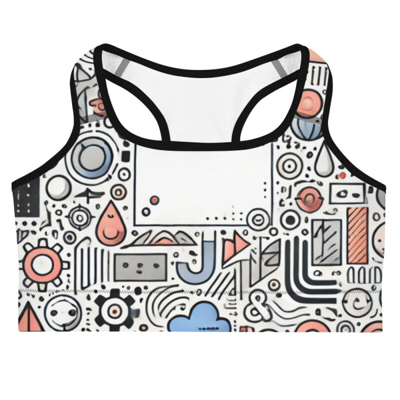 Vibrant Cloud and Shape Doodles Sports Bra