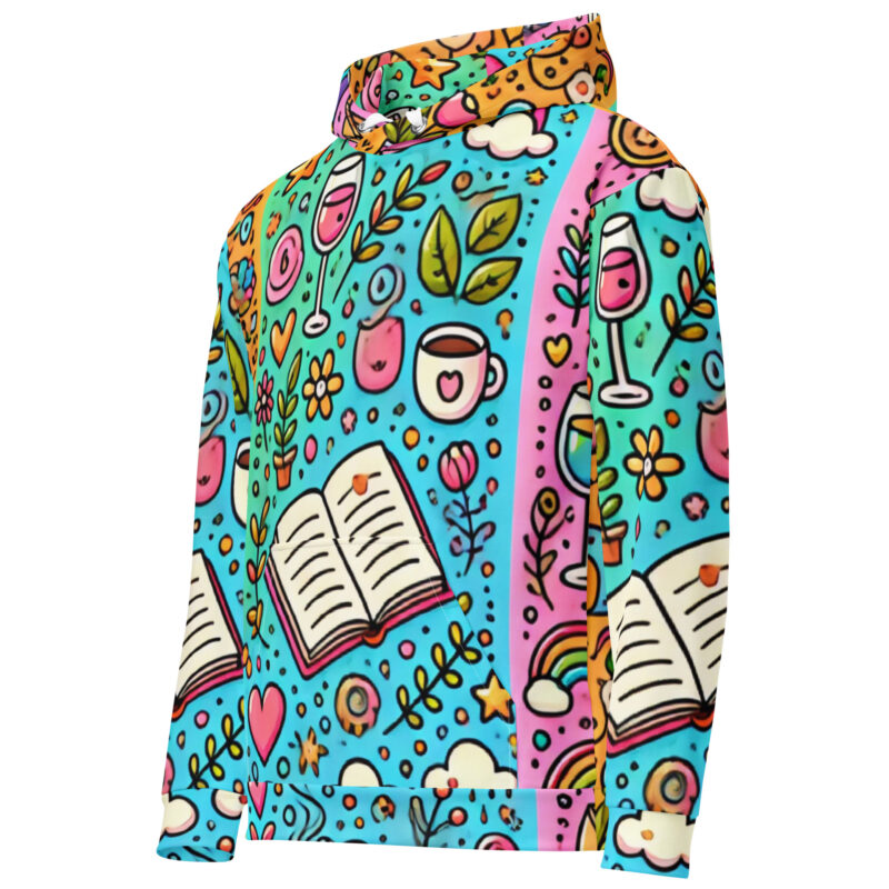 Coffee Wine Hoodie with Cute Doodles alternate view