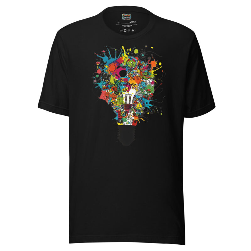 Creativity Bulb Doodle T-Shirt - Vibrant Ignite Ideas Art alternate view