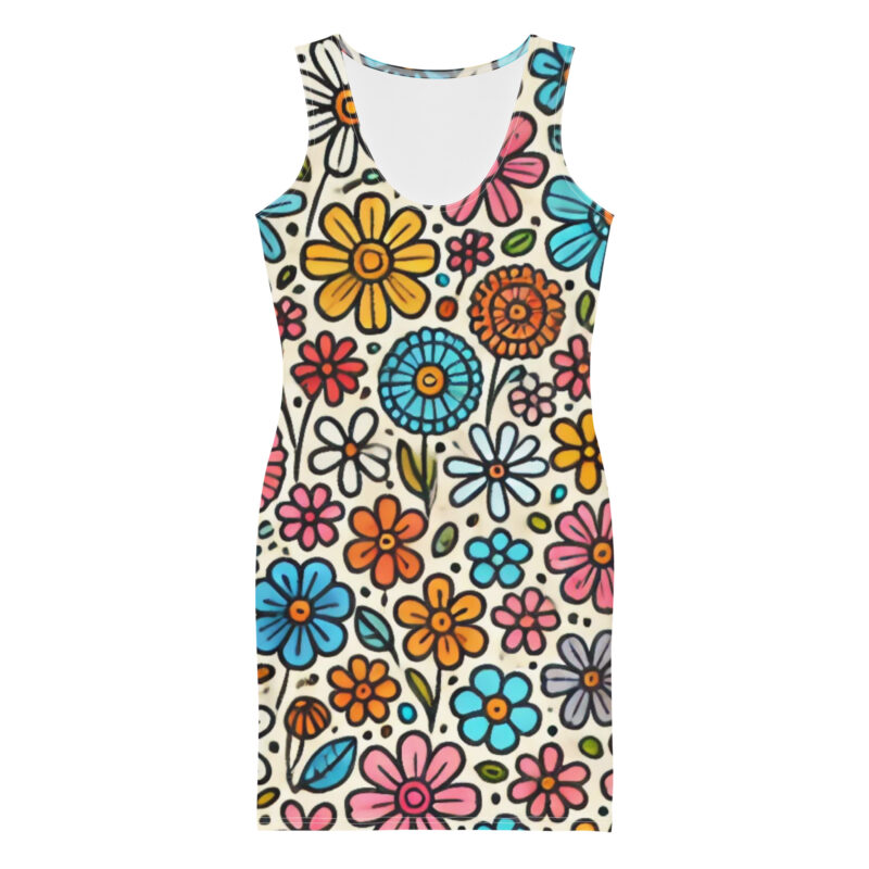 Vibrant Floral Garden Bodycon Dress