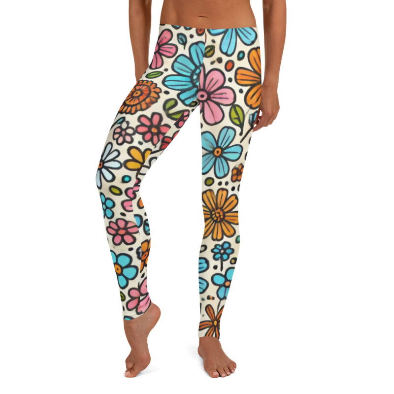 Vibrant Floral Meadow Workout Leggings