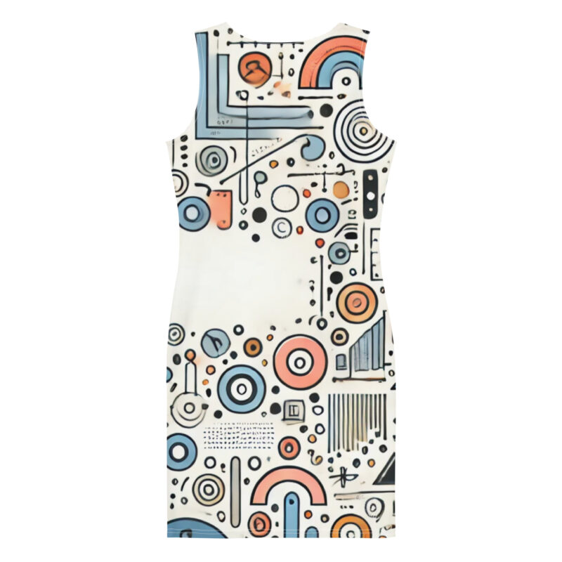 Geometric Cloud Bodycon Dress with Vibrant Doodles alternate view