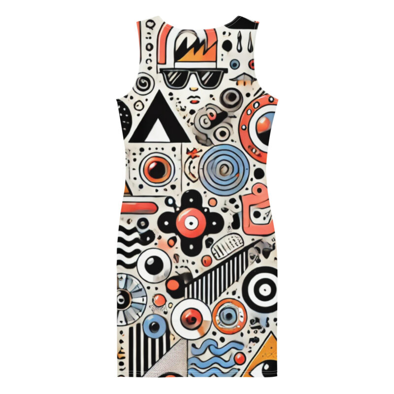 Geometric Cloud Bodycon Dress with Vibrant Doodle Art alternate view