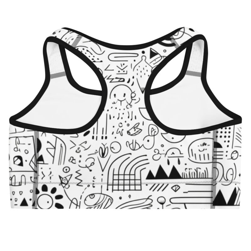 Abstract Doodle Sports Bra with Vibrant Cool Doodles alternate view