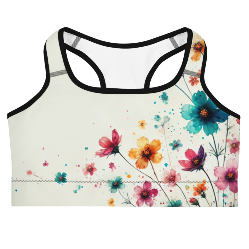 Vivid Bloom Flower Doodle Sports Bra
