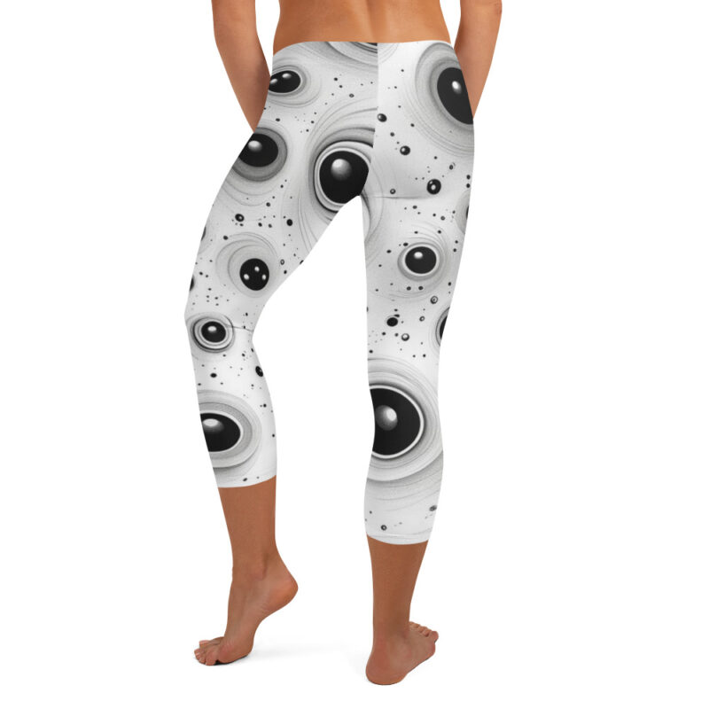 Void Vortex Collection Capri Leggings - Monochrome Whirl