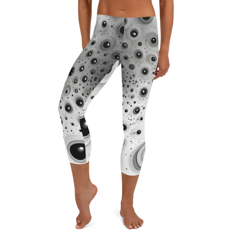 Monochrome Vortex Capri Leggings - Void Whirl Design alternate view