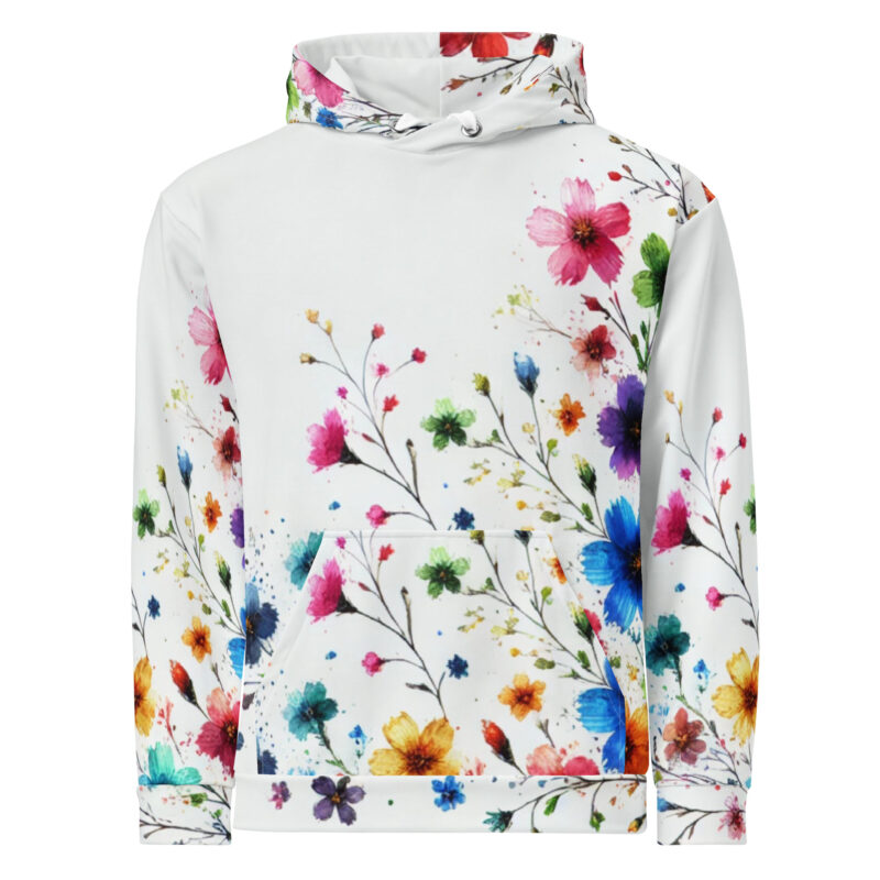 Watercolour Flower Doodle Graphic Hoodie