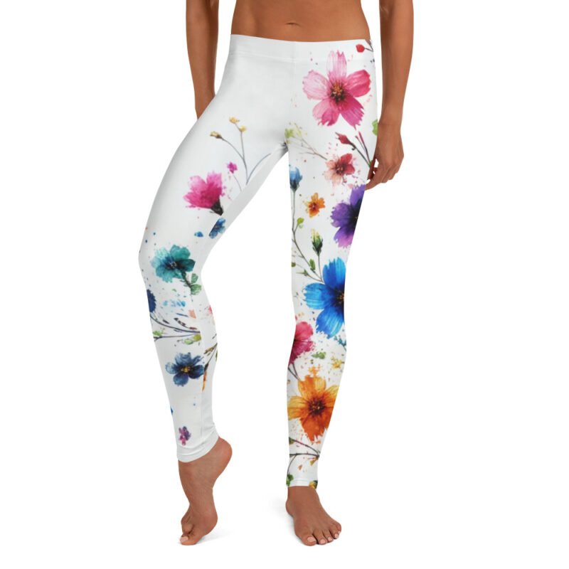 Watercolour Flower Doodle Workout Leggings