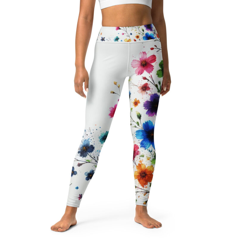 Watercolour Flower Doodle Yoga Leggings