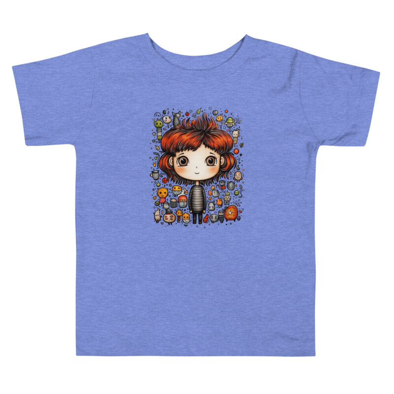 Character Gathering T-Shirt with Whimsical Doodle Friends alternate view