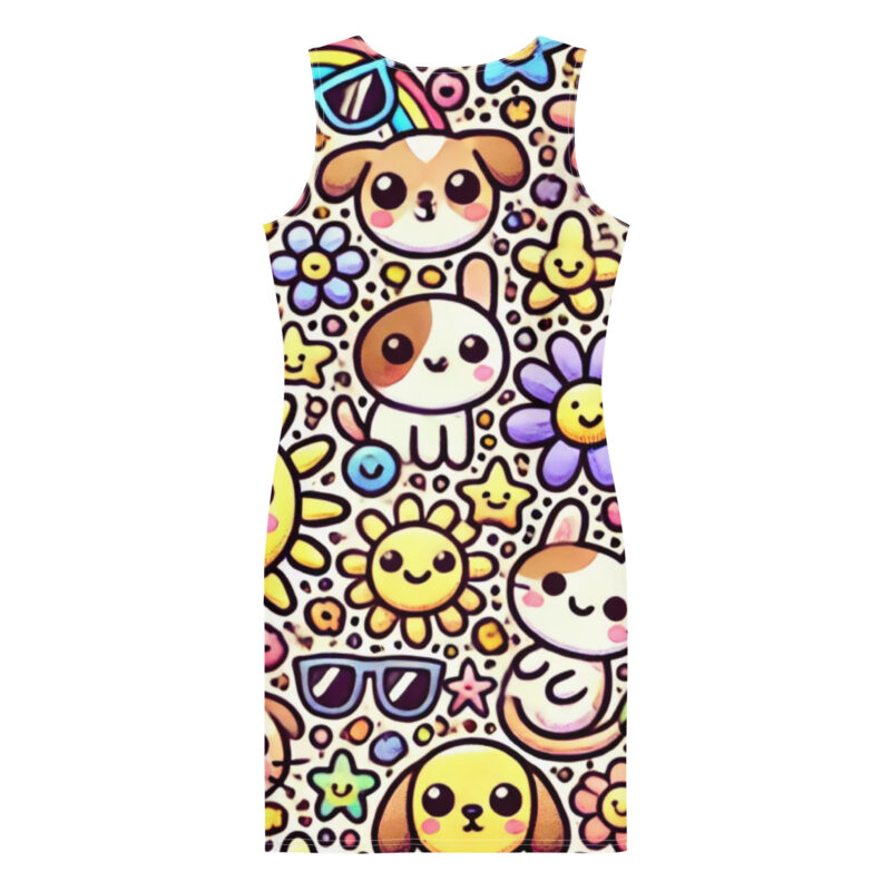 Cute Doodles Bodycon Dress with Whimsical Artwork alternate view