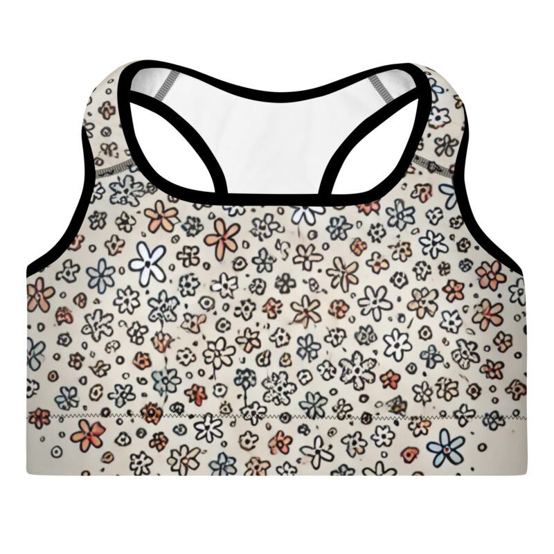 Whimsical Delicate Flower Pattern Padded Sports Bra