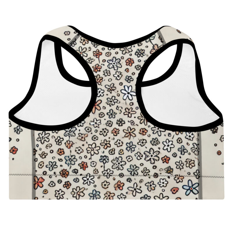 Delicate Flower Pattern Sports Bra with Whimsical Doodles alternate view