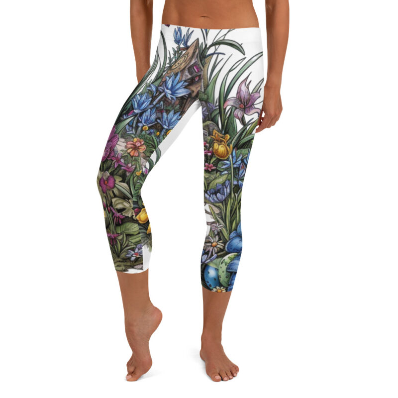 Enchanted Garden Capri Leggings with Easter Doodle Art alternate view