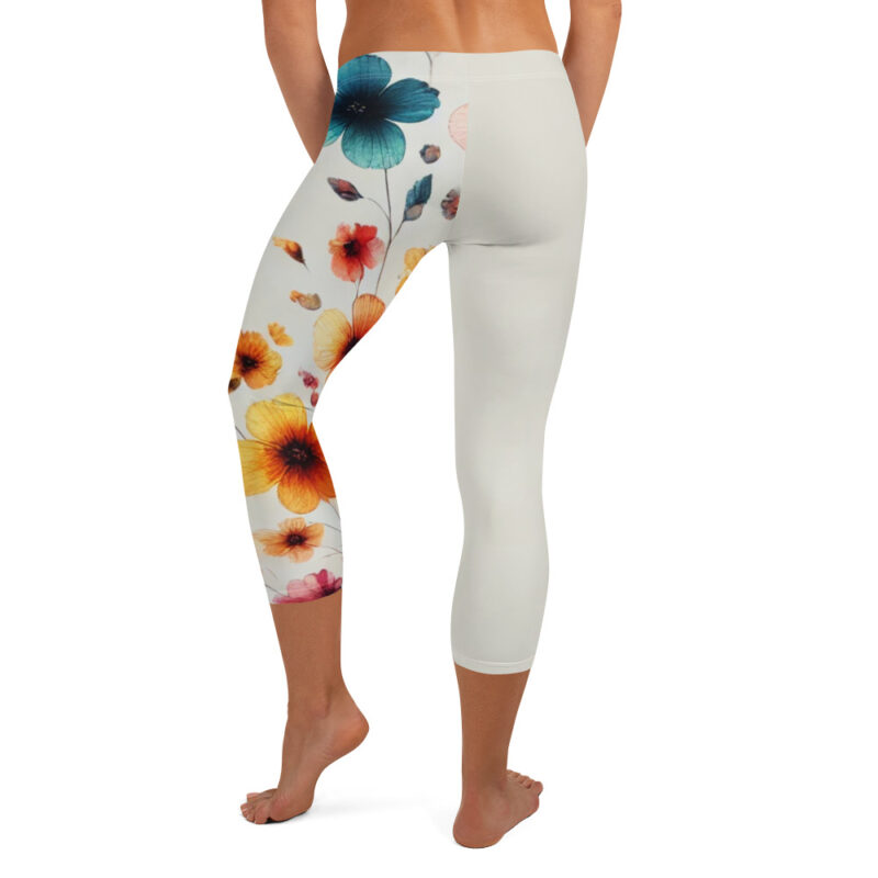 Whimsical Floral Burst Capri Leggings