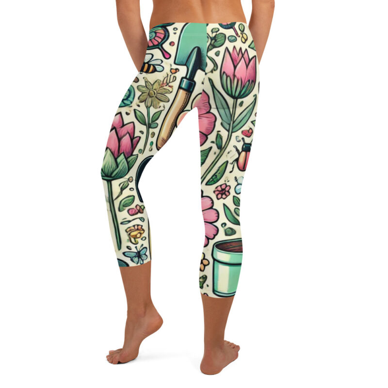 Whimsical Floral Garden Capri Leggings Design