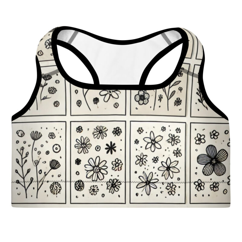 Whimsical Floral Pattern Padded Sports Bra