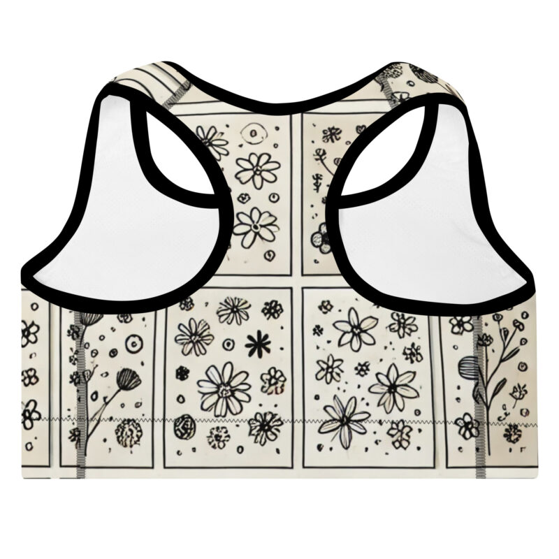 Whimsical Floral Padded Sports Bra with Flower Pattern alternate view