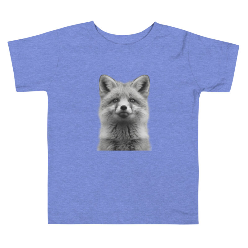 Whimsical Fox Doodle T-Shirt - Monochrome Charm