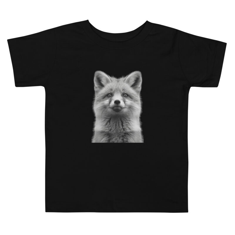 Whimsical Fox T-Shirt - Monochrome Charm Doodle alternate view