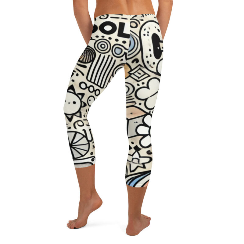 Whimsical Geometric Cool Doodles Capri Leggings