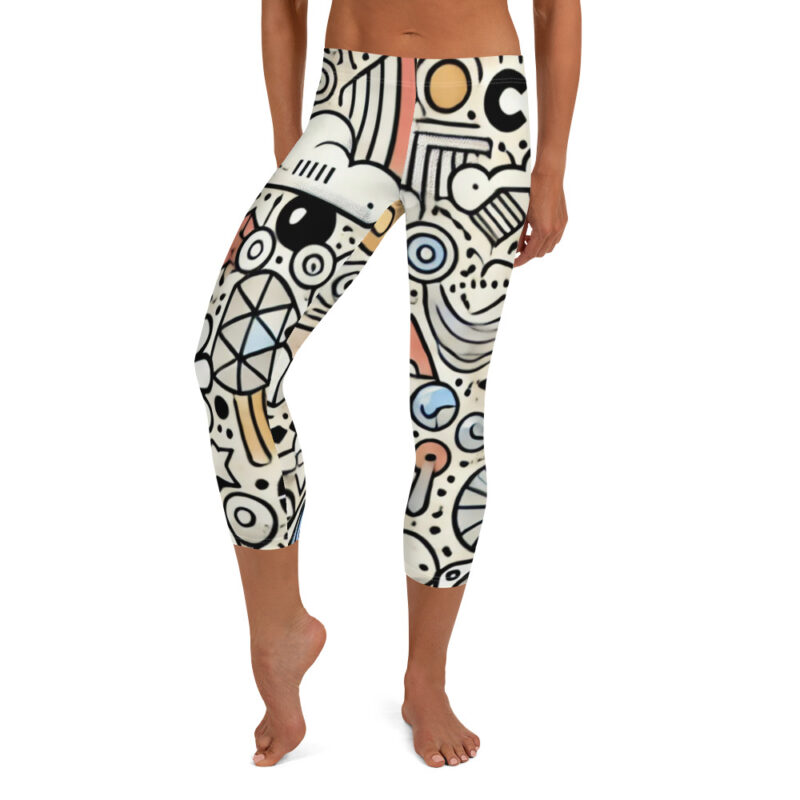 Geometric Doodle Capri Leggings with Whimsical Shapes alternate view