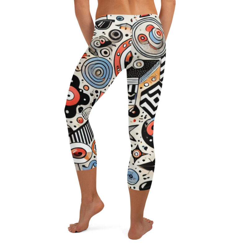 Whimsical Geometric Cool Doodles Capri Leggings