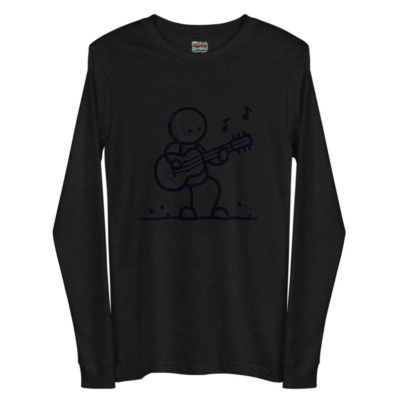 Guitar Player Long Sleeve Tee with Whimsical Doodle alternate view