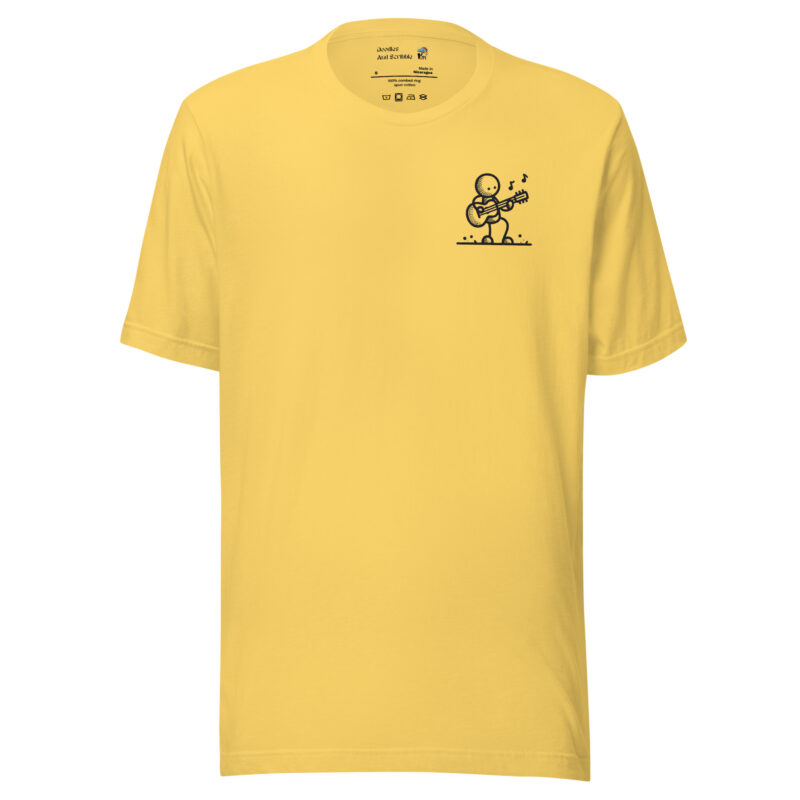 Whimsical Guitar Player Doodle Tee Design