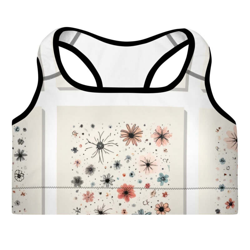 Whimsical Pastel Flower Pattern Padded Sports Bra