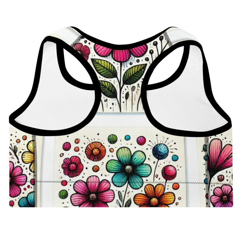Vibrant Flower Sports Bra with Whimsical Pattern alternate view