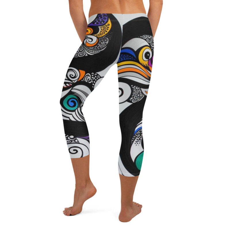 Whirlwind Doodle Capri Leggings - Mesmerising Swirl Elegance