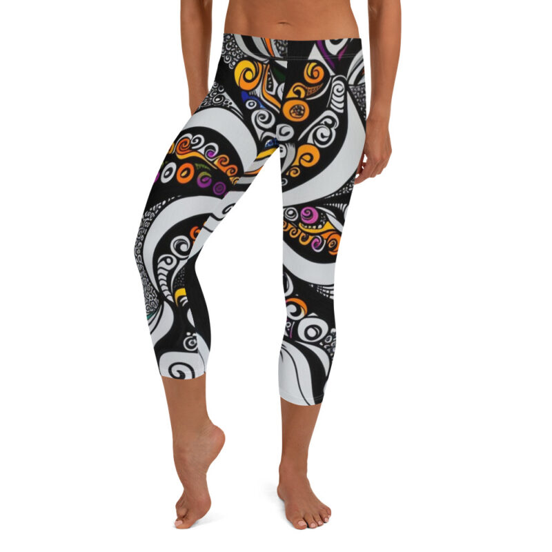 Whirlwind Doodle Capri Leggings with Mesmerising Swirls alternate view