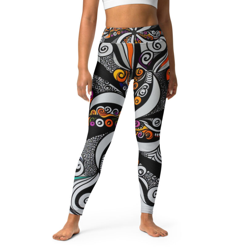 Whirlwind Doodle Yoga Leggings - Mesmerising Swirl Elegance