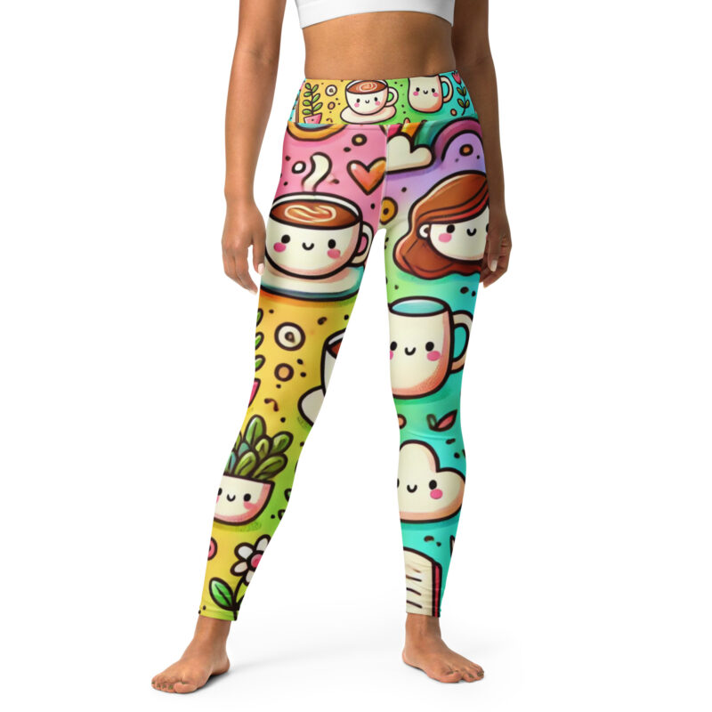 Yoga Leggings with Coffee Time Cute Doodles product image