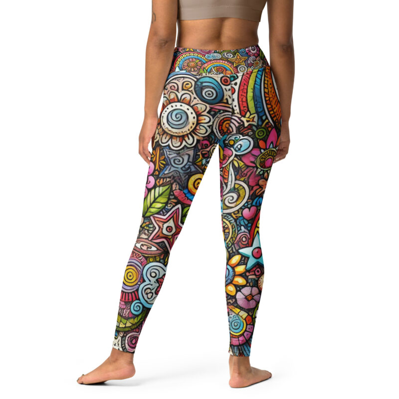 Cool Doodles Yoga Leggings with Expressive Artwork alternate view