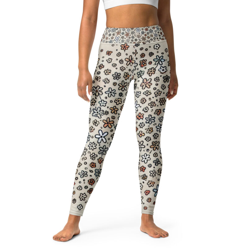 Yoga Leggings with Delicate Floral Doodles