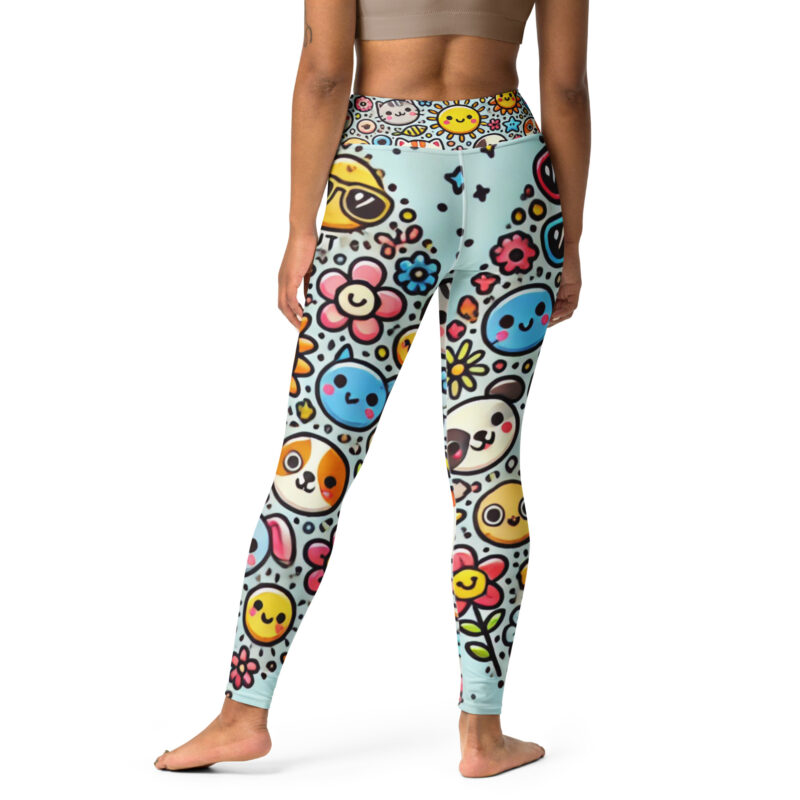 Cute Doodles Yoga Leggings with Joyful Artwork alternate view
