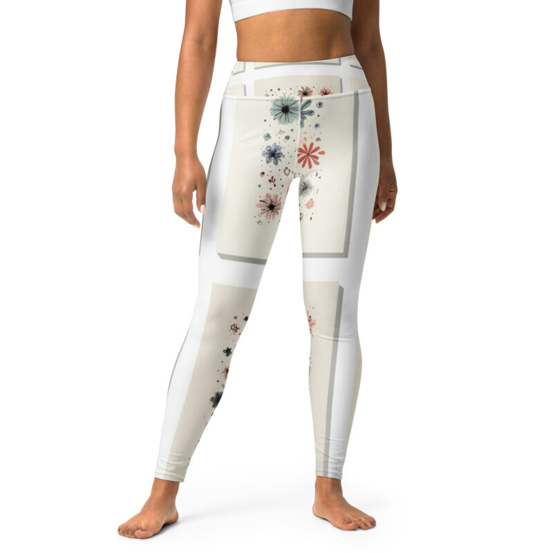 Yoga Leggings with Pastel Floral Doodles