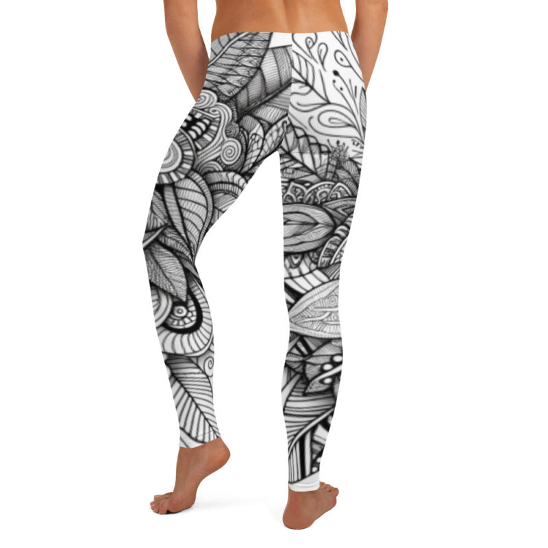 Foliage Zentangle Leggings with Enchanted Leaf Patterns alternate view