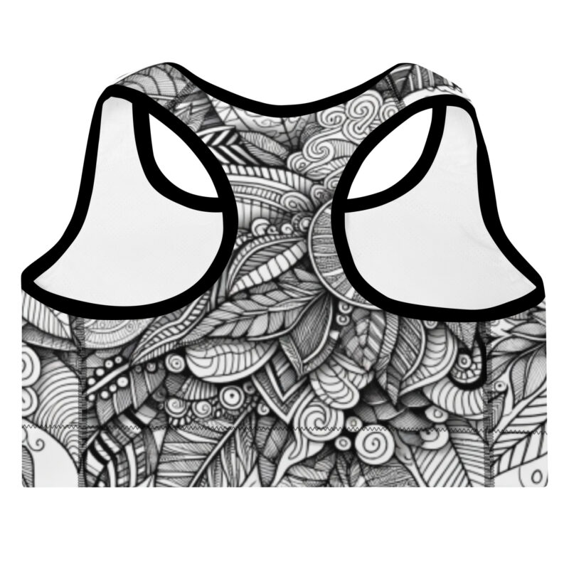 Spiral Petal Sports Bra with Zentangle Artwork alternate view