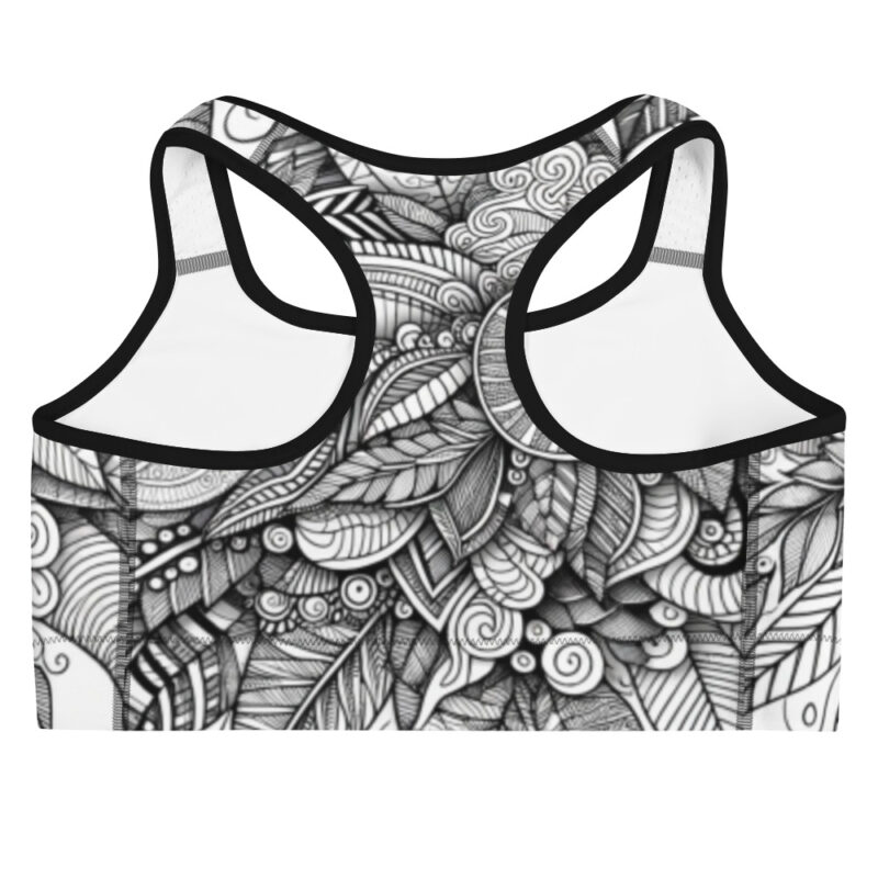 Vine Zentangle Sports Bra with Veins Pattern alternate view