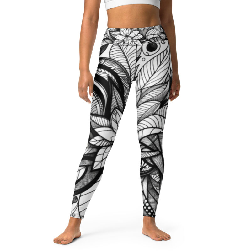 Zentangle Yoga Leggings - Serenity in Blossoms